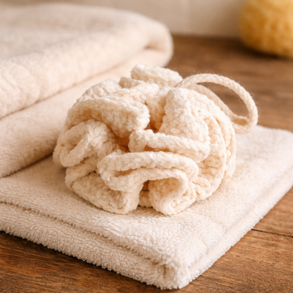 Natural Cotton Shower & Bath Pouf